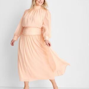 Women’s Crinkle Maxi Skirt Future Collective Peach Size 20 NWT